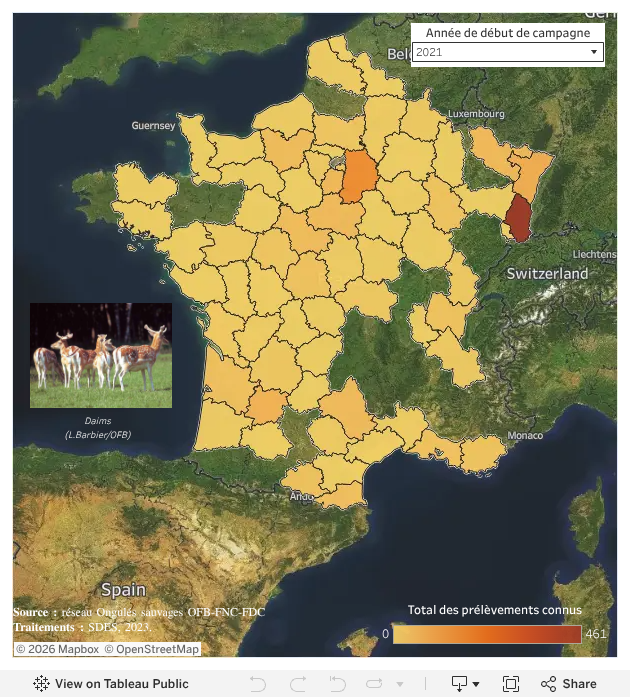 Réalisations départementales hors enclos du daim entre 1983 et 2021