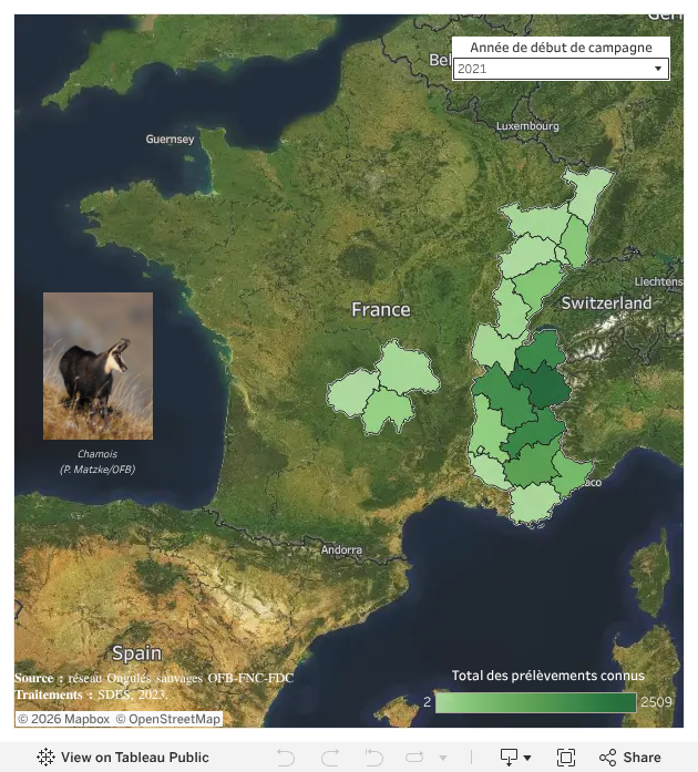 Réalisations départementales hors enclos du chamois entre 1974 et 2021