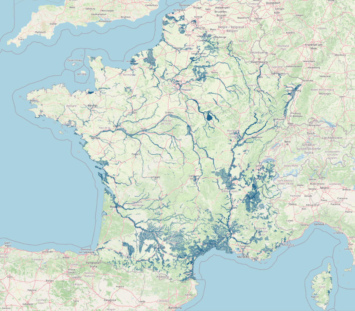 Carte des plans de prévention des risques d’inondation (PPRI)